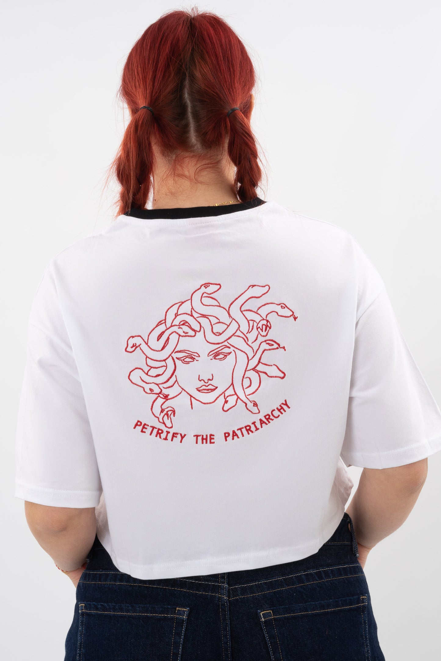 Petrify The Patriarchy - White Crop T-Shirt