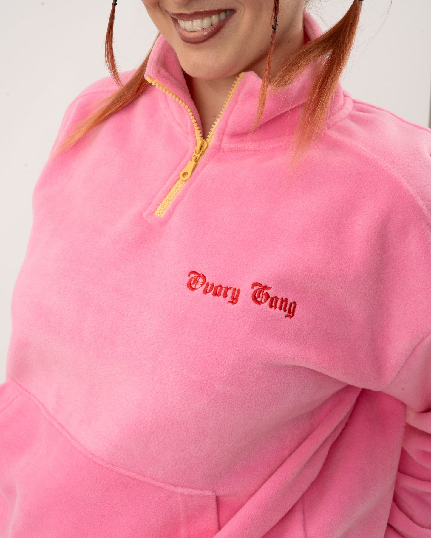 Petrify The Patriarchy - Pink Fleece Half-Zipped