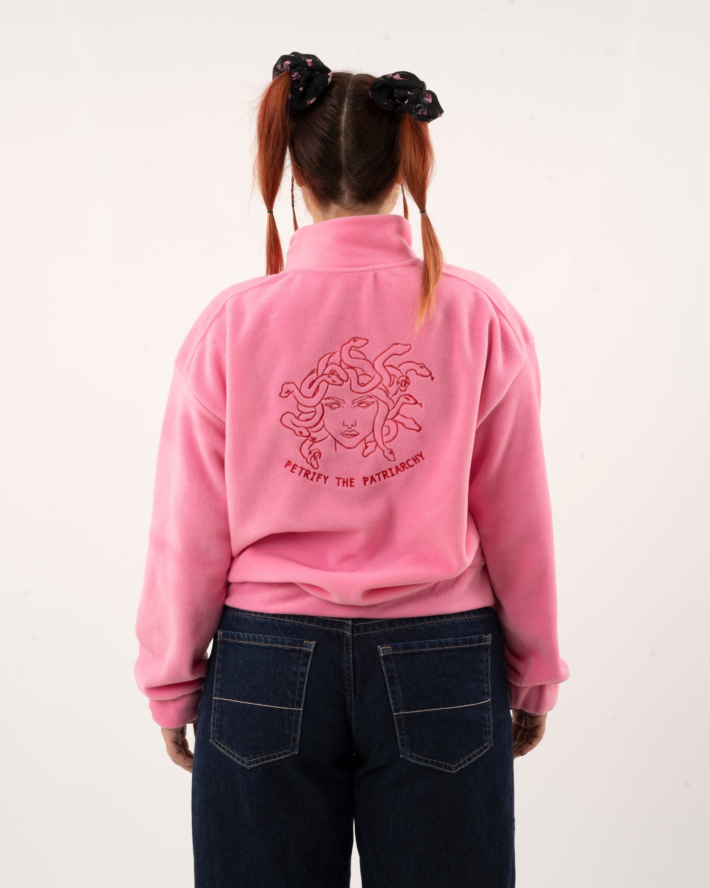 Petrify The Patriarchy - Pink Fleece Half-Zipped