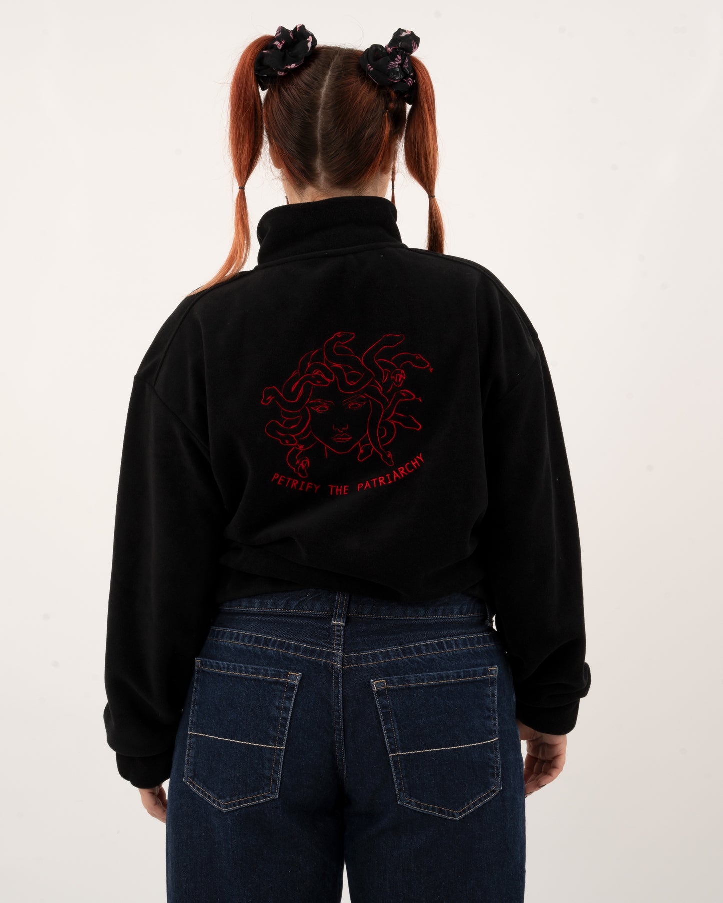 Petrify The Patriarchy - Black Fleece Half-Zipped