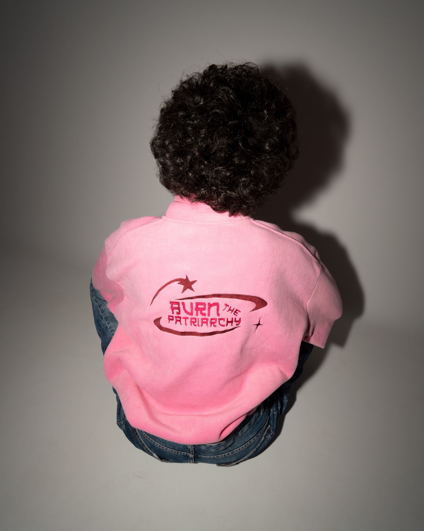 Burn The Patriarchy - Pink Fleece Half-Zipped