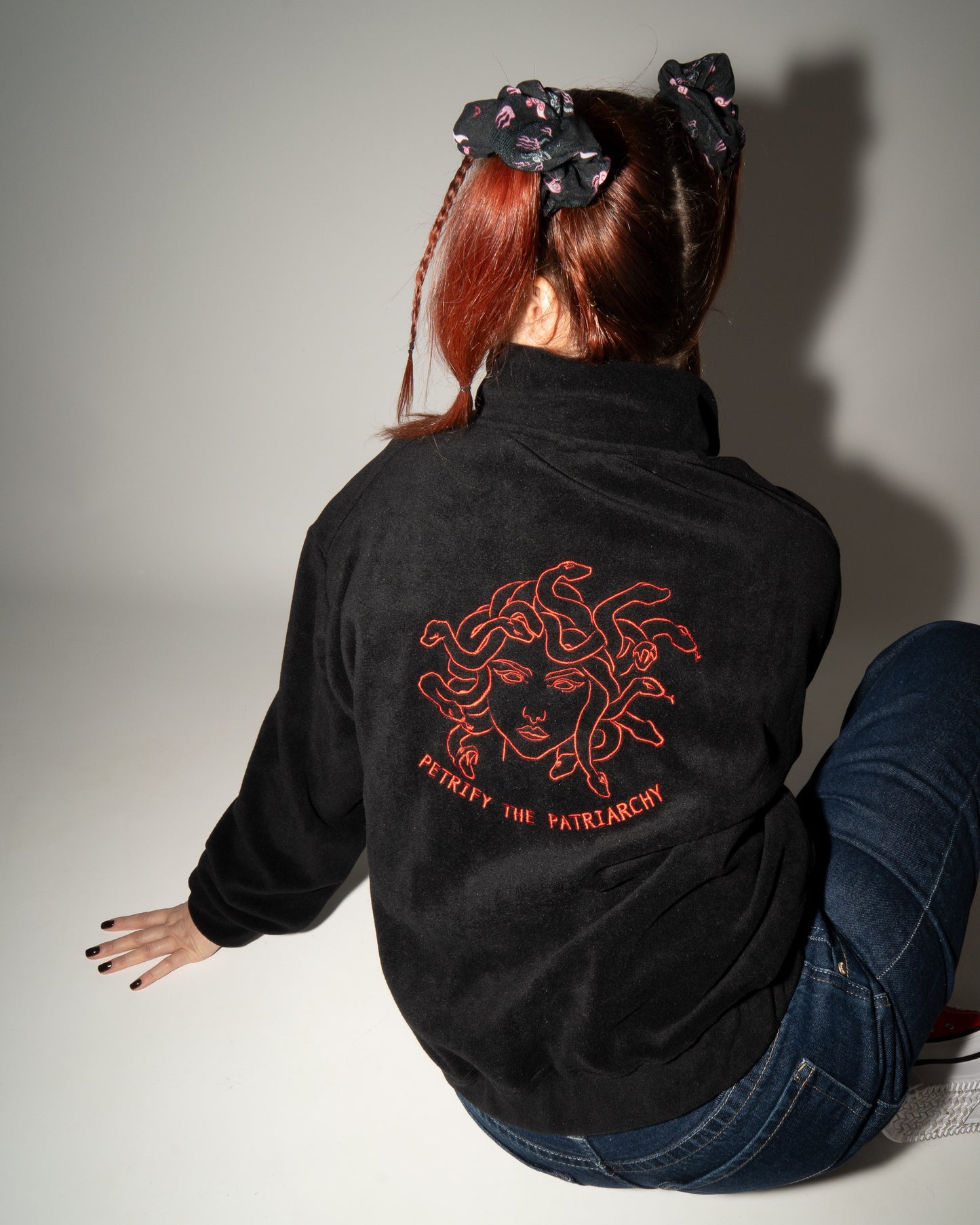 Petrify The Patriarchy - Black Fleece Half-Zipped