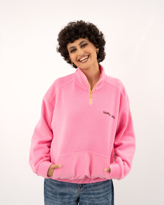 Burn The Patriarchy - Pink Fleece Half-Zipped