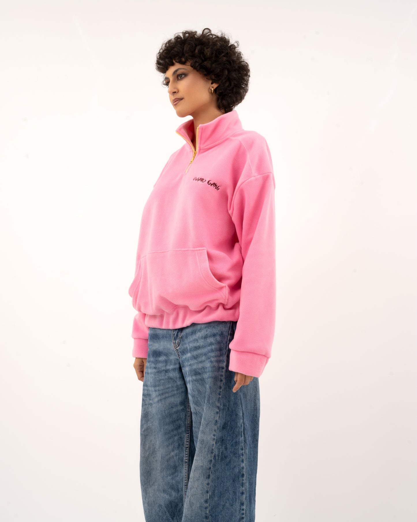 Burn The Patriarchy - Pink Fleece Half-Zipped