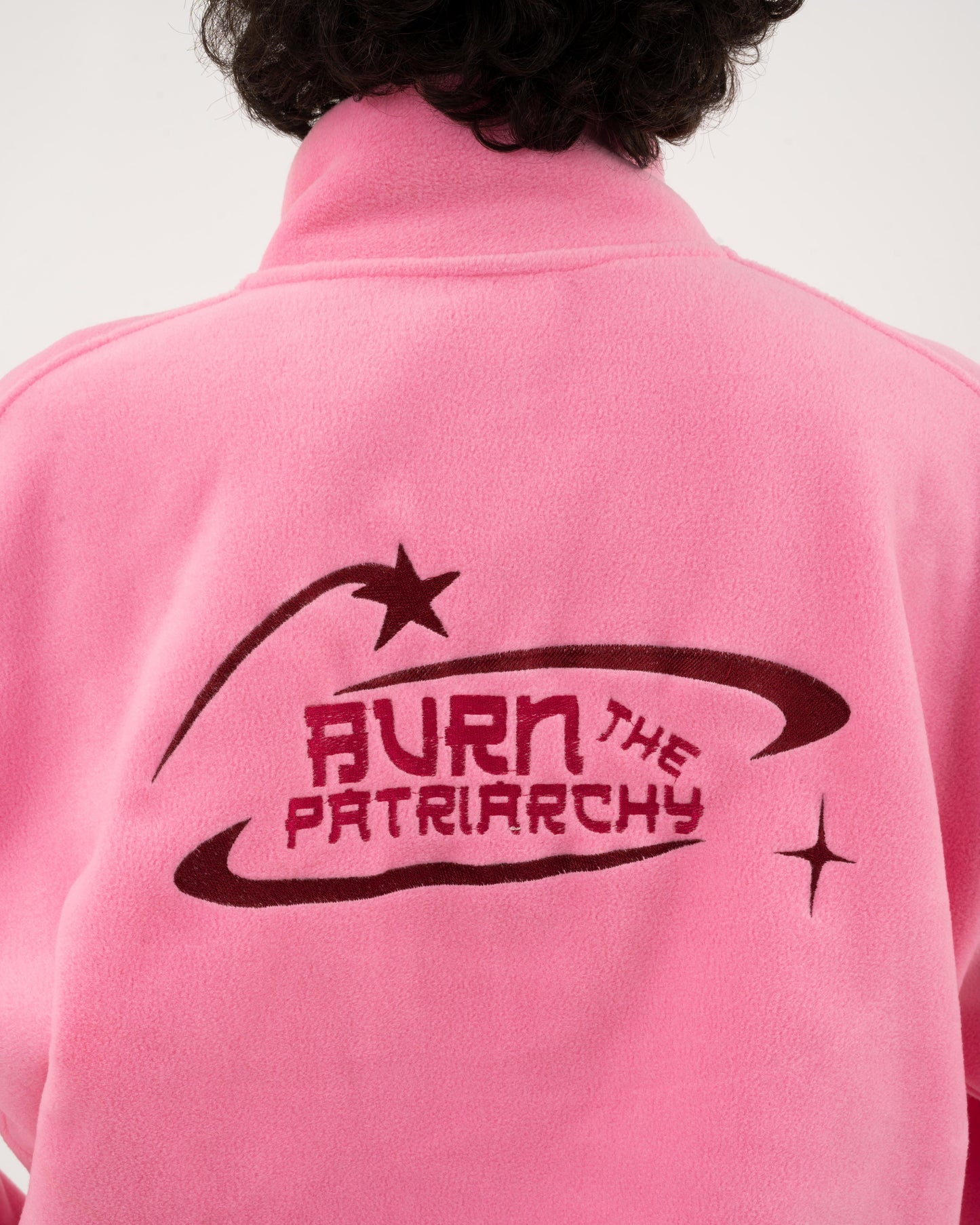 Burn The Patriarchy - Pink Fleece Half-Zipped