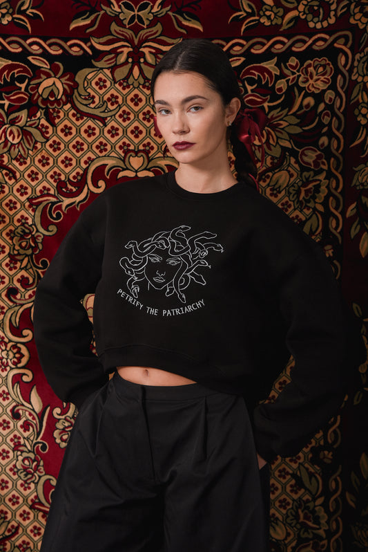 Petrify the Patriarchy - Black Crop Hoodie