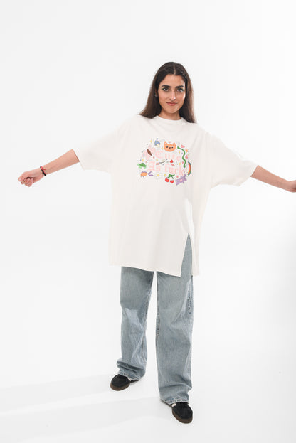Cute AF - White Slit T-shirt