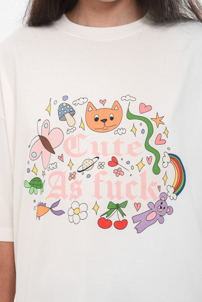 Cute AF - White Slit T-shirt