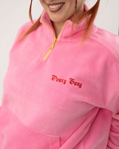 Petrify The Patriarchy - Pink Fleece Half-Zipped
