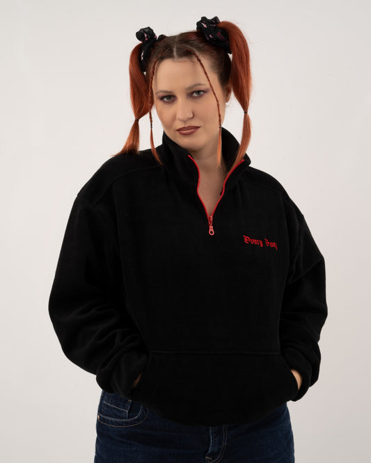 Petrify The Patriarchy - Black Fleece Half-Zipped
