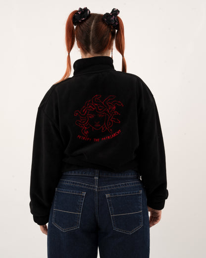 Petrify The Patriarchy - Black Fleece Half-Zipped