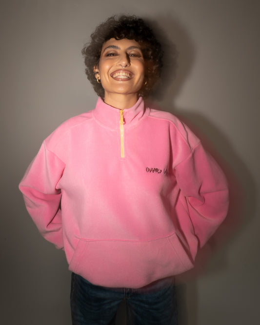 Burn The Patriarchy - Pink Fleece Half-Zipped