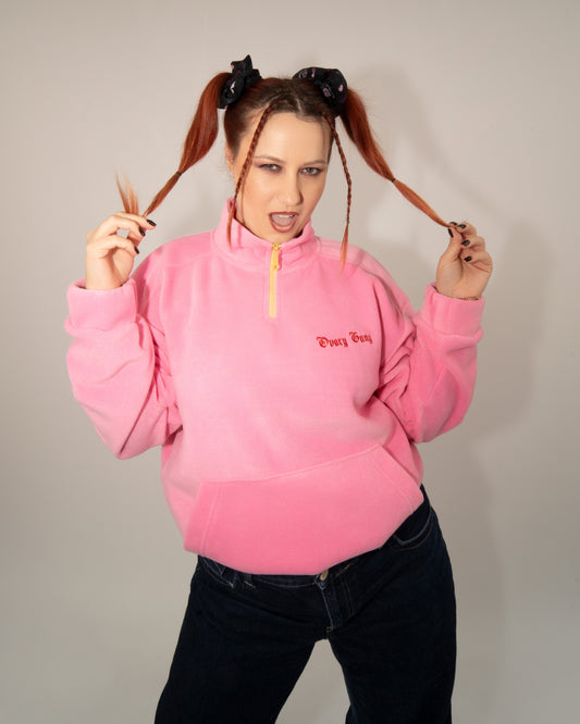 Petrify The Patriarchy - Pink Fleece Half-Zipped