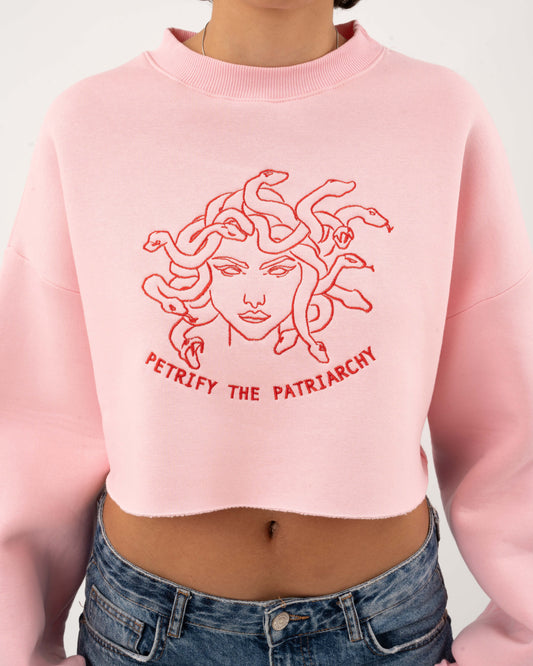 Petrify The Patriarchy - Pink Crop Hoodie
