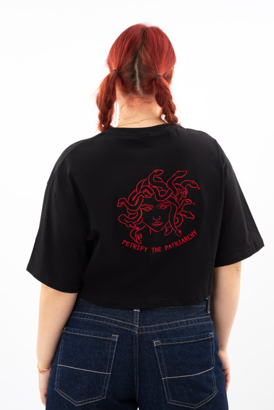 Petrify The Patriarchy  -  Black Crop T-Shirt