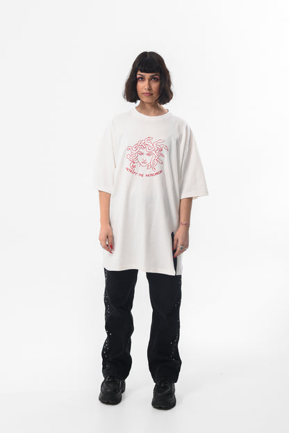 Petrify the Patriarchy -  White Slit Tshirt