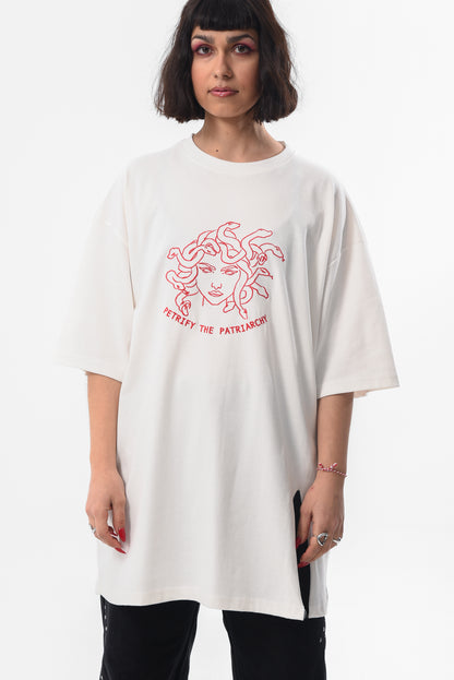 Petrify the Patriarchy -  White Slit Tshirt