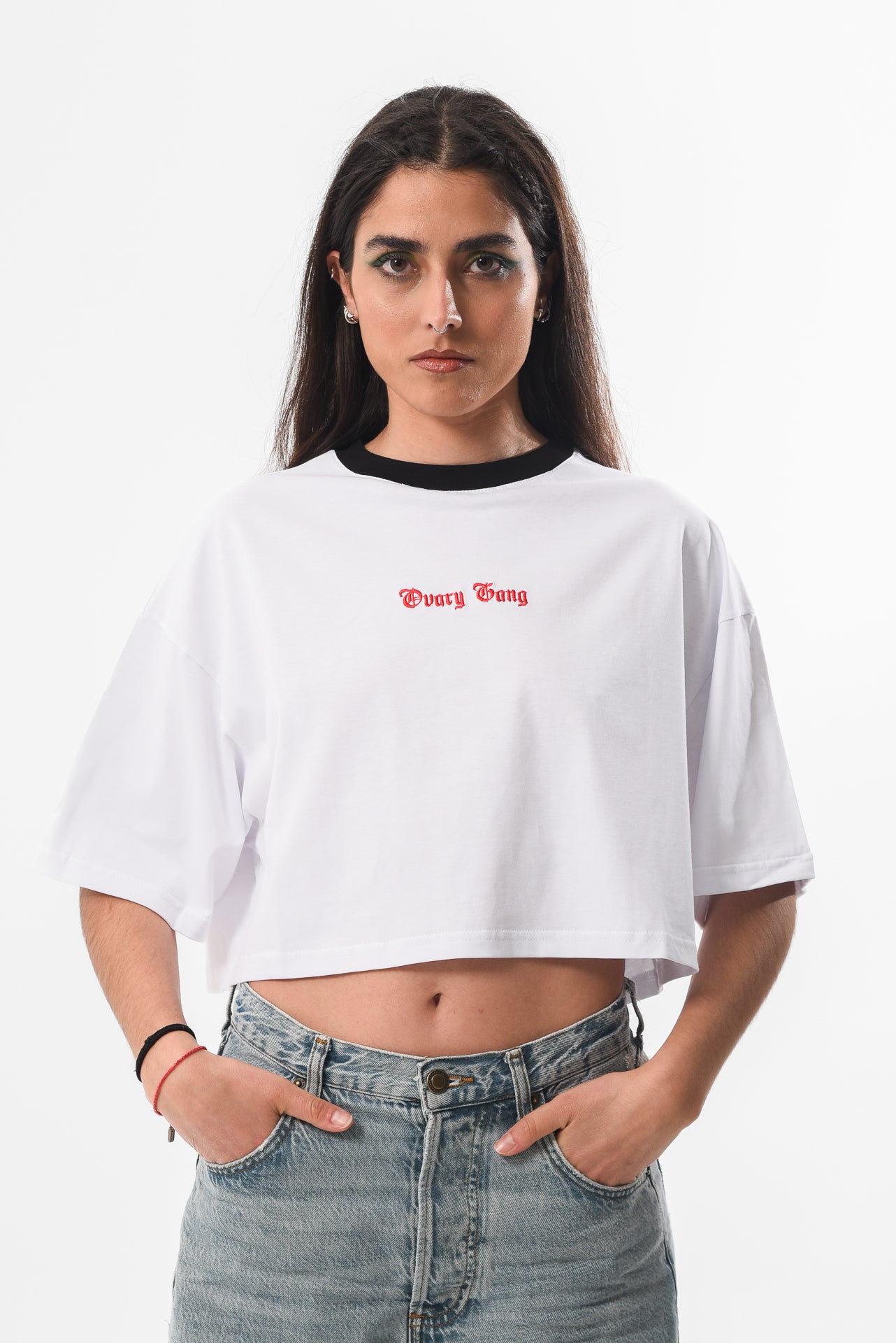 Petrify the Patriarchy -  White Crop Tshirt