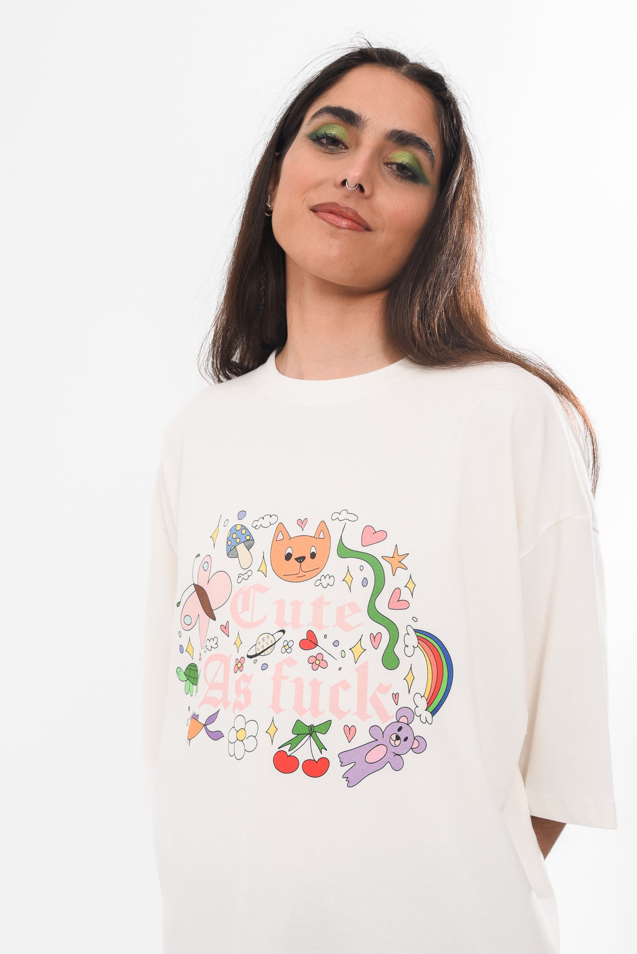 Cute AF - White Slit T-shirt