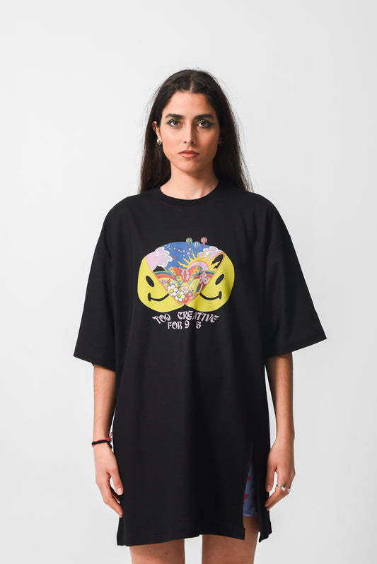 Too Creative - Black Slit Tshirt