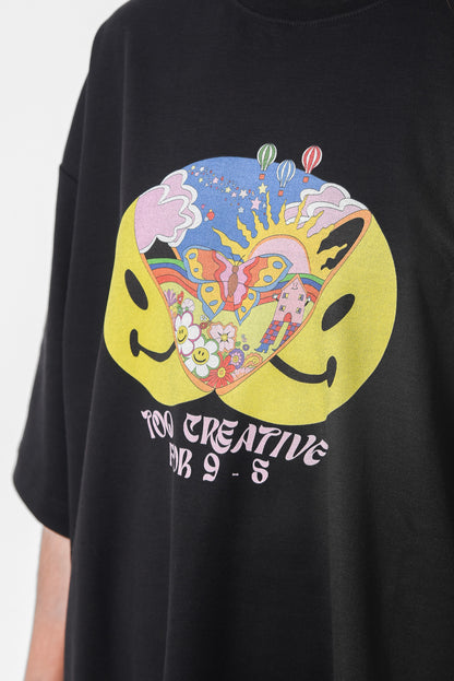 Too Creative - Black Slit Tshirt