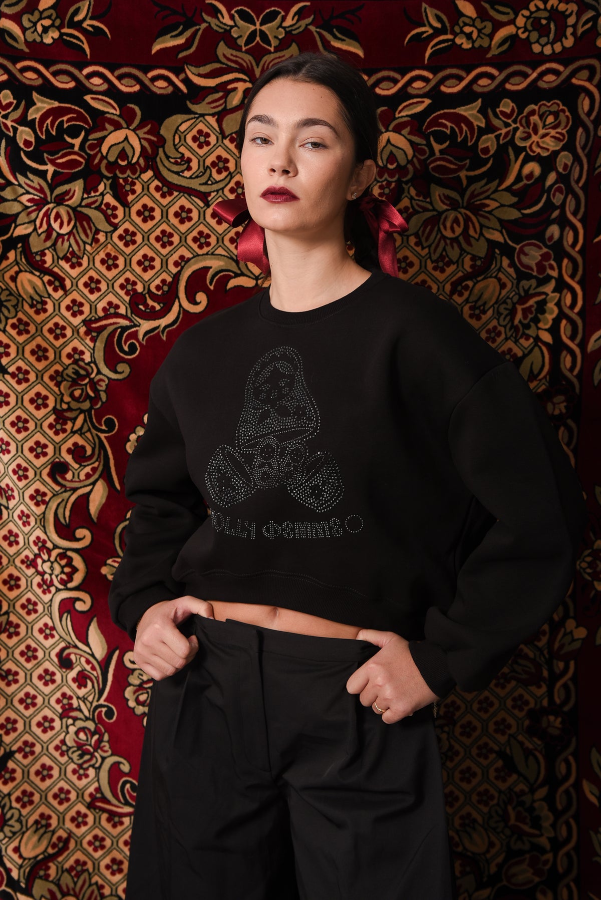 Matrioska - Black Crop Hoodie