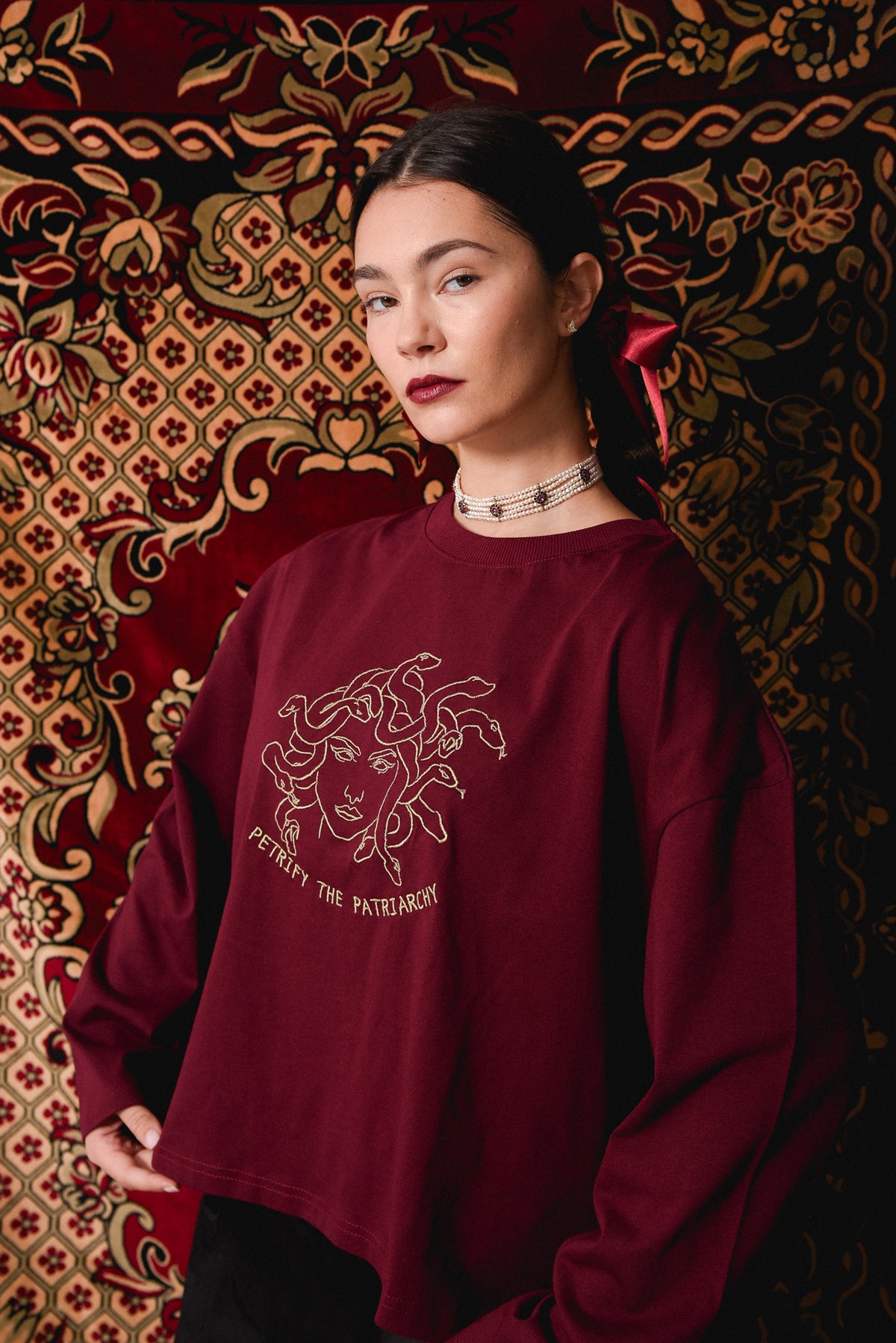 Petrify the Patriarchy - Bordeaux Longsleeve