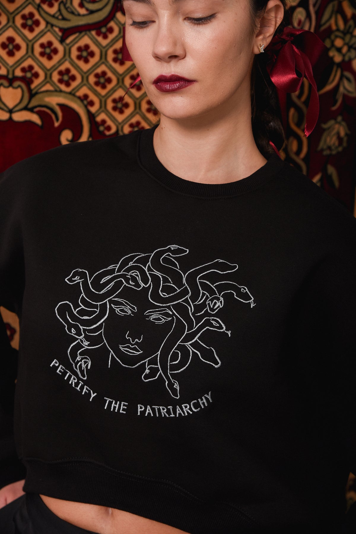 Petrify the Patriarchy - Black Crop Hoodie