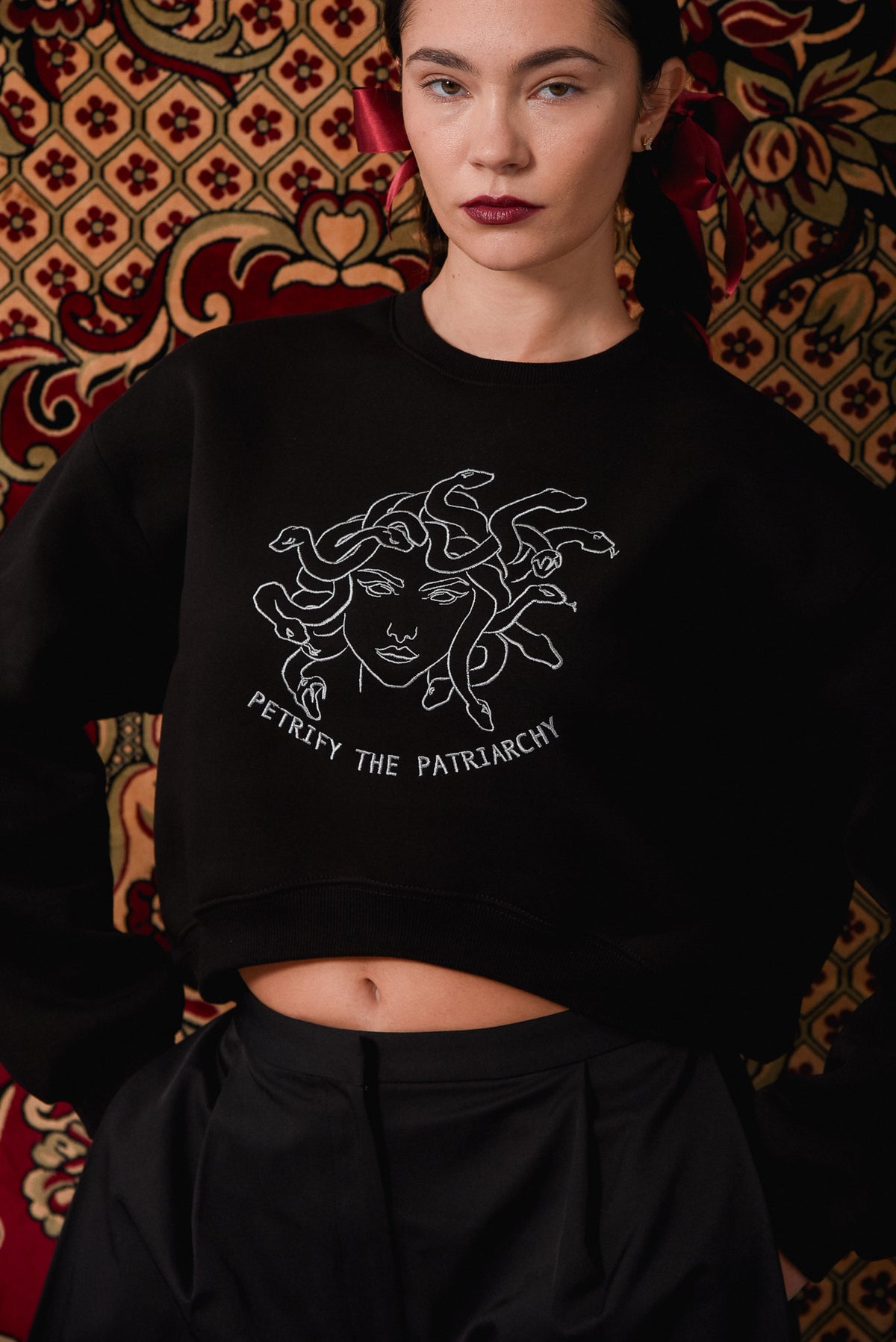 Petrify the Patriarchy - Black Crop Hoodie