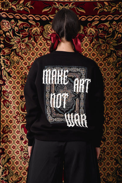 Make Art not War - Black Crewneck Hoodie