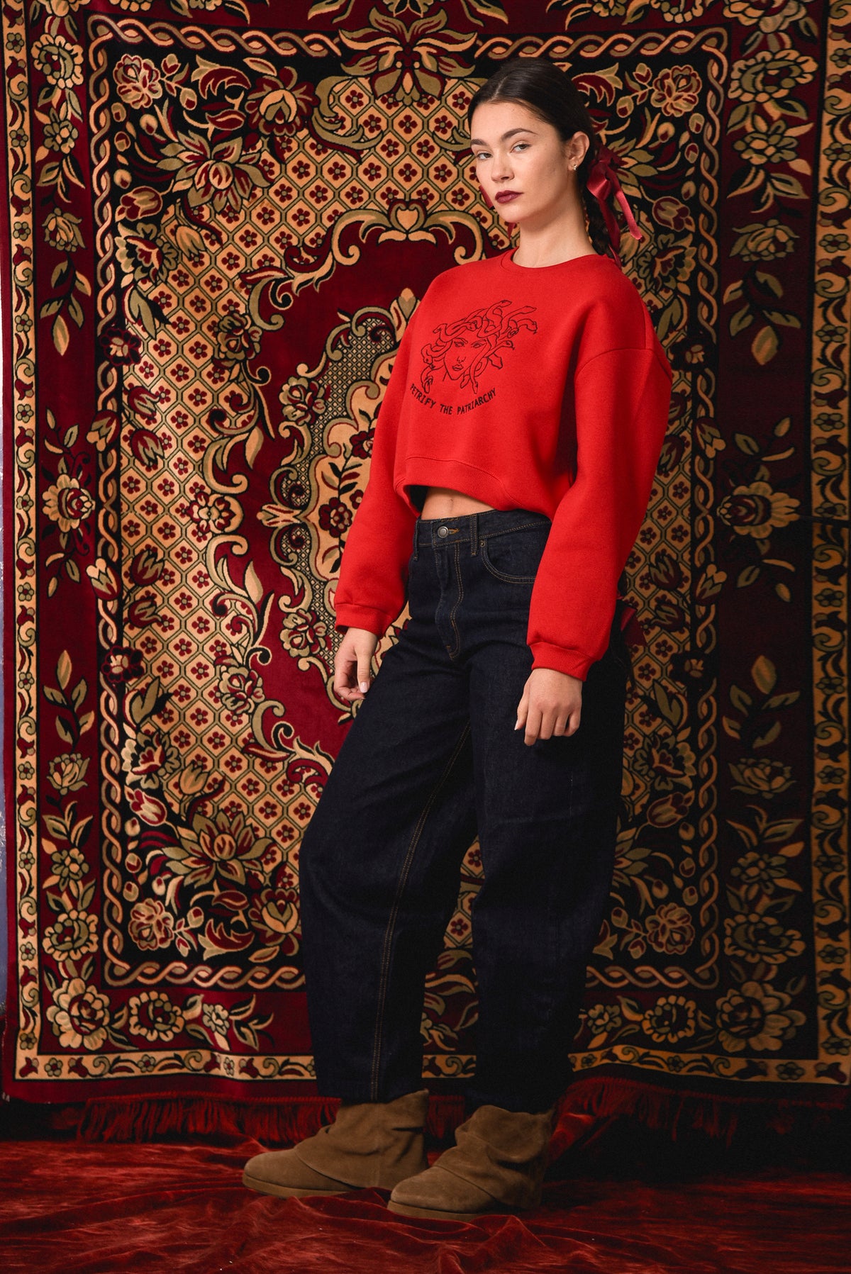 Petrify the Patriarchy - Red Crop Hoodie