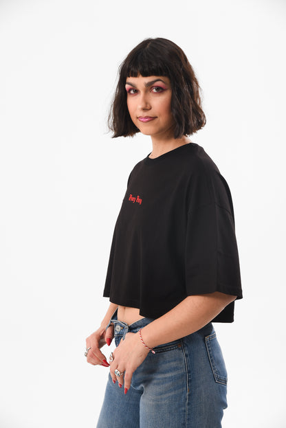 Petrify the Patriarchy -  Black Crop Tshirt