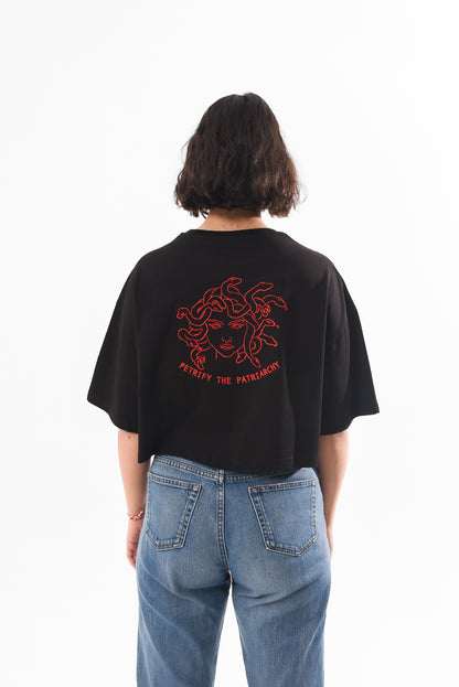 Petrify the Patriarchy -  Black Crop Tshirt