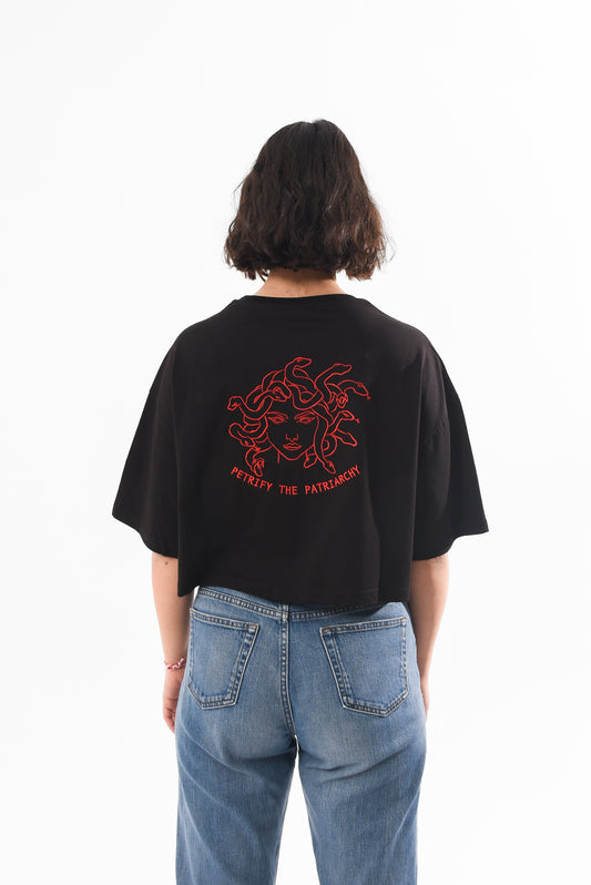Petrify the Patriarchy -  Black Crop Tshirt