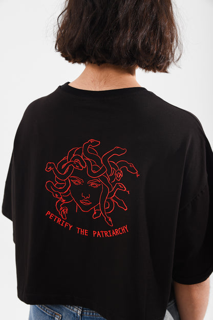Petrify the Patriarchy -  Black Crop Tshirt