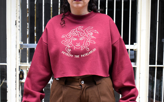 Medusa - Bordeaux Crop Hoodie